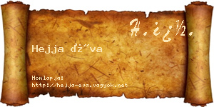 Hejja Éva névjegykártya